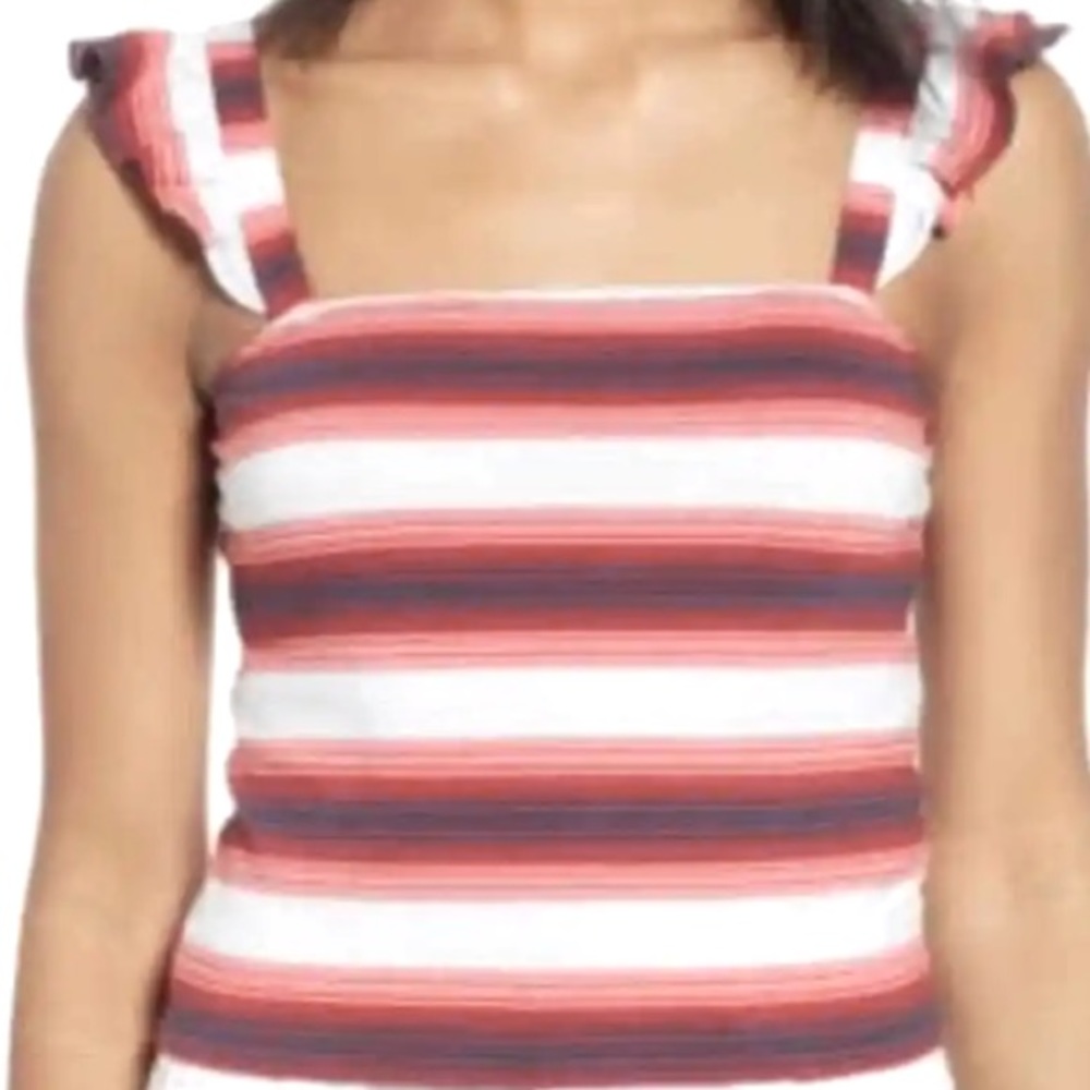 🆕 BP. Stripe Ruffle Strap Crop Tank Top